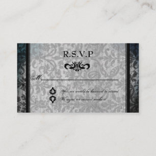Informações Cartão de Resposta de RSVP de Recepção com Monogra