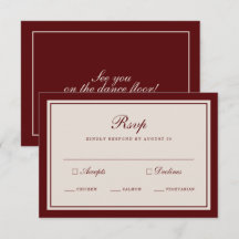 Cartão de Resposta para Casamento Outonal Burgundy