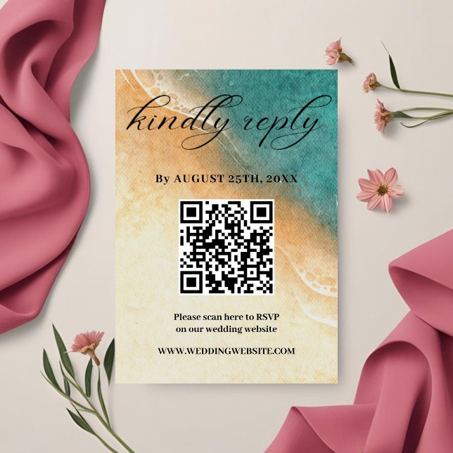 Informações Cartão de Resposta para Casamento Tropical na Prai (Criador carregado)