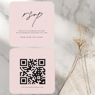 Informações Cartão de Resposta QR Code Rosa Bege Casamento M