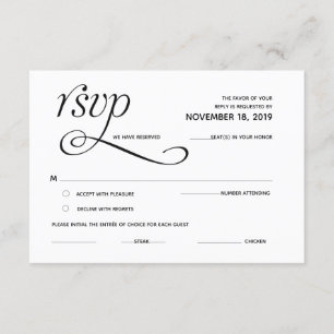 Informações Cartão de Resposta RSVP Clássico Elegante