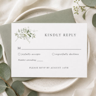 Informações Cartão de Resposta RSVP de Casamento Elegante Euca