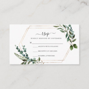 Informações Cartão de Resposta RSVP em Dourado Floral