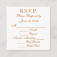 Cartão de Resposta RSVP Laranja Queimado e Branco
