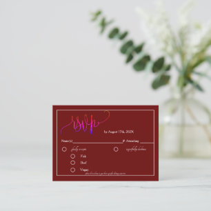 Informações Cartão de Resposta RSVP Minimalista Vermelho Borgo