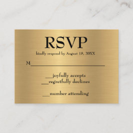 Informações Cartão de Resposta RSVP Simples Dourado e Preto