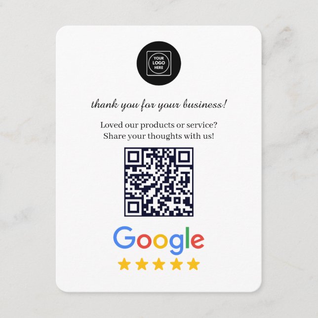 Informações Cartão de Revisão QR Mínimo para feedback de Negóc (Frente)