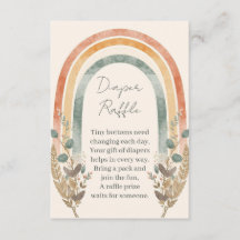 Cartão de Rifa de Fraldas Boho Arco-íris – Aquarel