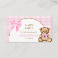 Cartão de Rifas de Fraldas de Urso Teddy Elegante