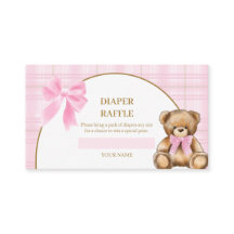Cartão de Rifas de Fraldas de Urso Teddy Elegante
