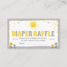 Cartão de Rifas de Fraldas para Chá de Bebê Solzin