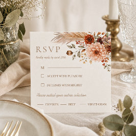 Informações Cartão de RSVP Boho Floral Pumpkin Fall in Love