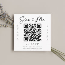 Cartão de RSVP de Casamento com Código QR e Fonte