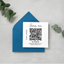 Informações Cartão de RSVP de casamento com código QR elegante
