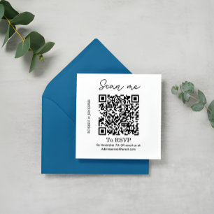 Informações Cartão de RSVP de Casamento com QR Code Elegante,