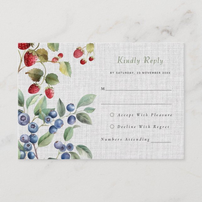 Informações Cartão de RSVP de casamento de bagas silvestres ro (Frente)
