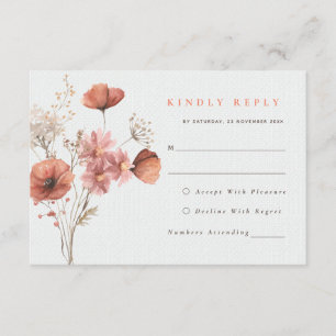 Informações Cartão de RSVP de casamento de flores de prado de