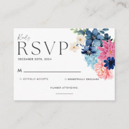 Informações Cartão de RSVP de casamento floral com água-forte 