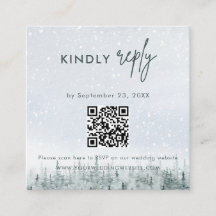 Cartão de RSVP de Casamento Floresta de Inverno Mo