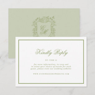Informações Cartão de RSVP de Casamento Jardim com Crista em V