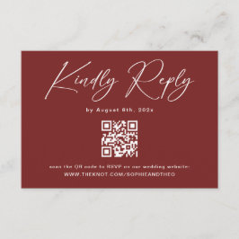 Informações Cartão de RSVP de Casamento Minimalista Burgundy c