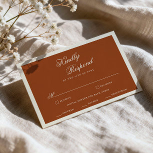 Informações Cartão de RSVP de casamento moderno laranja queima