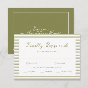 Informações Cartão de RSVP de casamento moderno verde oliva