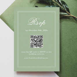 Informações Cartão de RSVP de casamento verde salvia vintage c