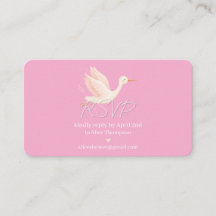 Cartão de RSVP de Chás de Bebê Blush Stork