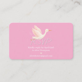Informações Cartão de RSVP de Chás de Bebê Blush Stork