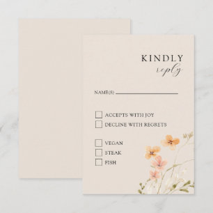 Informações Cartão de RSVP Floral Boho Com Refeições