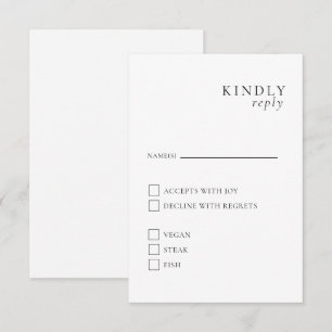 Informações Cartão de RSVP minimalista elegante preto e branco