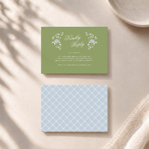 Informações Cartão de RSVP Online Chintz Floral Sage Verde