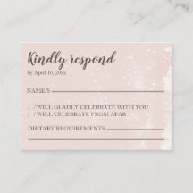 Cartão de RSVP por favor responda blush moderno