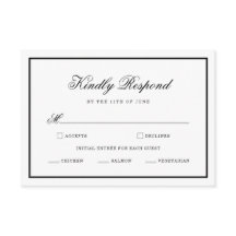 Cartão de RSVP Preto Branco Jardim Vintage Crest