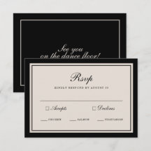 Cartão de RSVP Preto Clássico de Casamento Old Mon