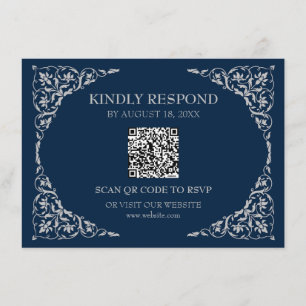 Informações Cartão de RSVP QR Azul Meia-Noite