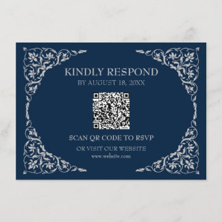 Informações Cartão de RSVP QR Azul Meia-Noite