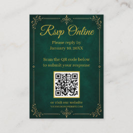 Informações Cartão de RSVP QR de Casamento Muçulmano em Ouro e