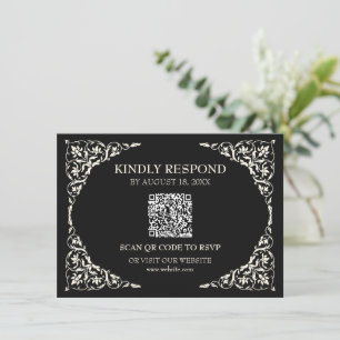 Informações Cartão de RSVP QR Preto Onyx