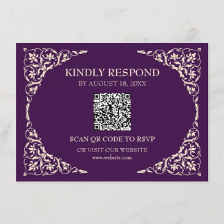 Informações Cartão de RSVP QR Royal Plum