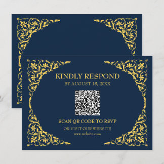Informações Cartão de RSVP QR Safira Navy