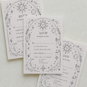 Informações Cartão de RSVP Tradicional de Casamento Celestial