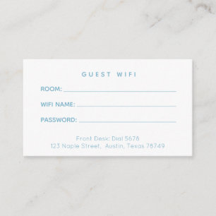 Informações Cartão de Senha Wifi Convidado do Hotel Personaliz