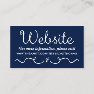 Informações Cartão de Site de Casamento Azul e branco Marinh