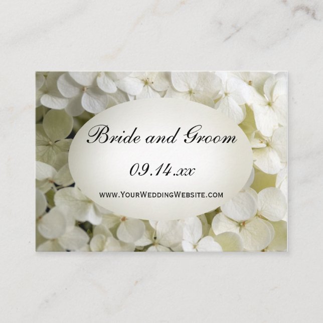 Informações Cartão de Site de Casamento de Hydrangea Branco (Frente)