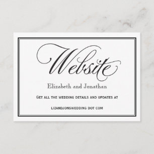 Informações Cartão de Site de Casamento de Script Branco e Pre