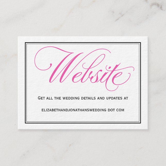 Informações Cartão de Site de Casamento de Script de Caligrafi (Frente)