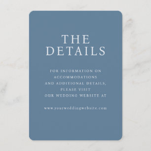 Informações Cartão de Site de Casamento Elegante Azul Serif