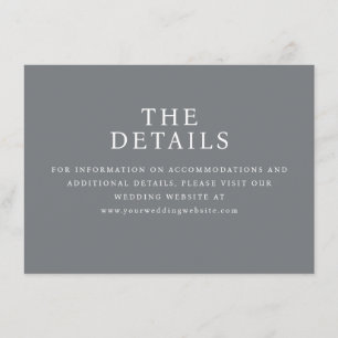 Informações Cartão de Site de Casamento Minimalista Cinza Prof
